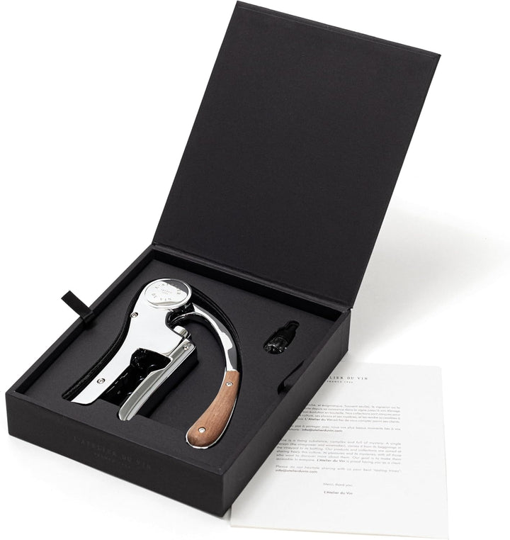 L’ATELIER DU VIN – Oeno Motion Wood & Chrome – Vertikaler Hebelkorkenzieher - Verchromtes Metall und