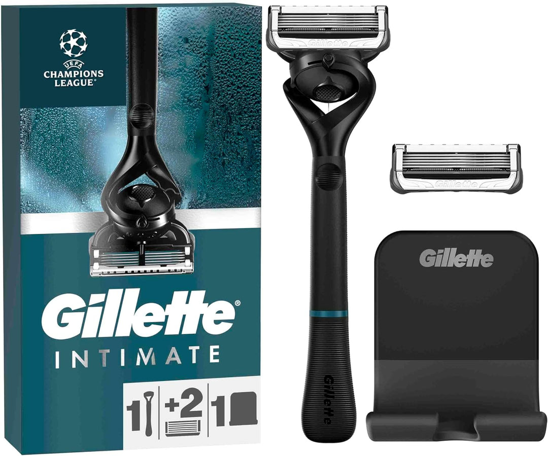 Gillette Intimate Nassrasierer für den Intimbereich, Intimrasierer + 2 Rasierklingen, mit Duschaufhä
