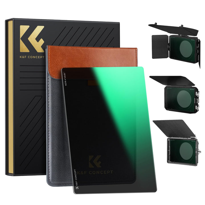 K&F Concept 4 x 5,65" ND16 Filter(4 Blendenstufen),Dicke 4mm Rechteckfilter quadratischer Graufilter