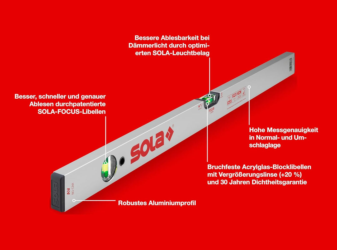 Sola 1111101 Alu-Wasserwaage "AV 80" cm in grau 800 mm, 800 mm