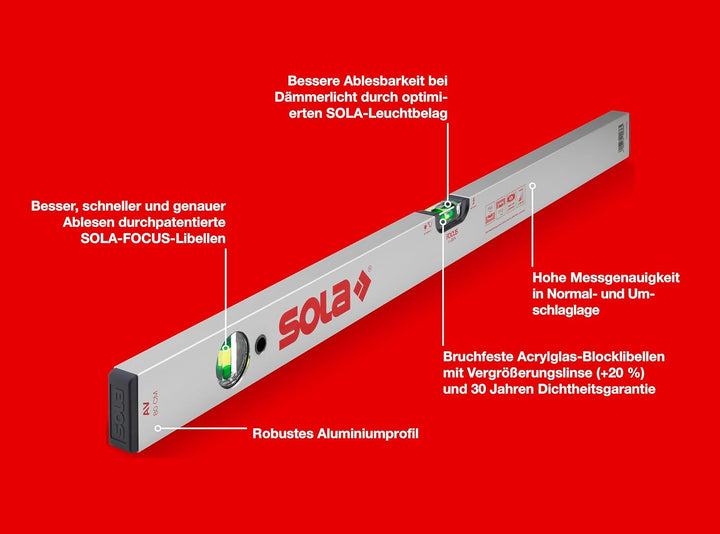 Sola 1111101 Alu-Wasserwaage "AV 80" cm in grau 800 mm, 800 mm