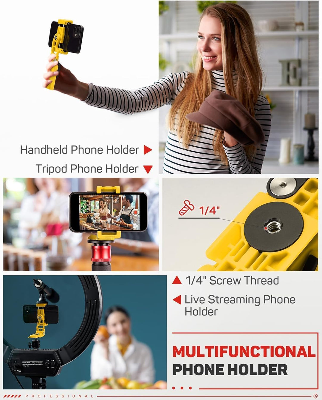 IFOOTAGE Handy Phone Mount Adapter,Faltbare Handyhalterung Stativ mit Kaltschuh, 38 mm Arca-Swiss-Pl