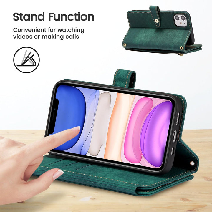 ZCDAYE iPhone 11 Hülle mit Band, Leder iPhone 11 Handytasche Handyhülle Praktische Handykette Karten