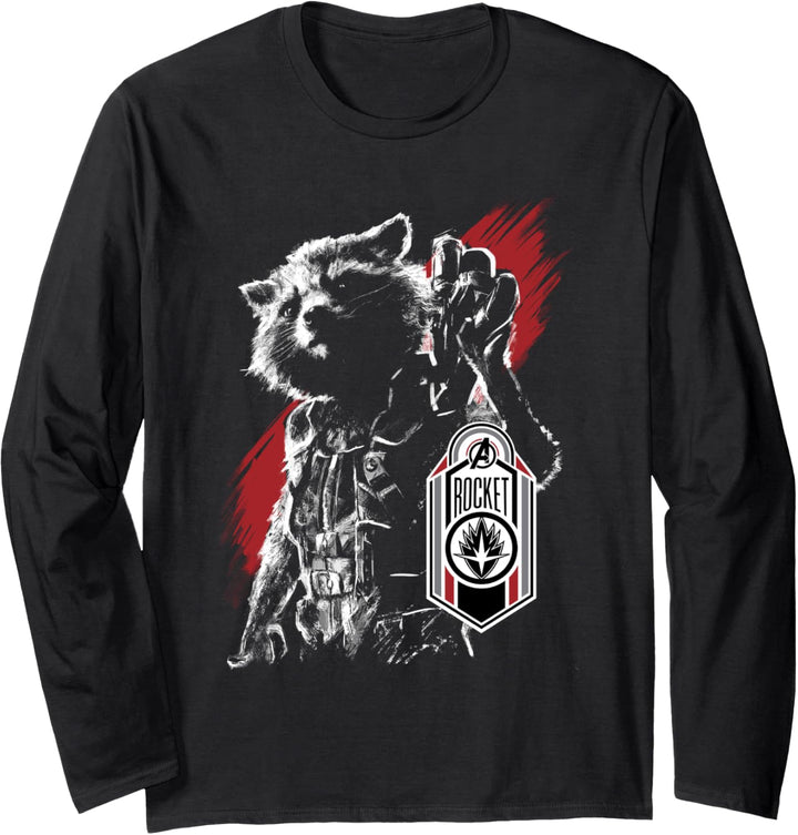 Marvel Avengers: Endgame Rocket Dark Portrait Langarmshirt