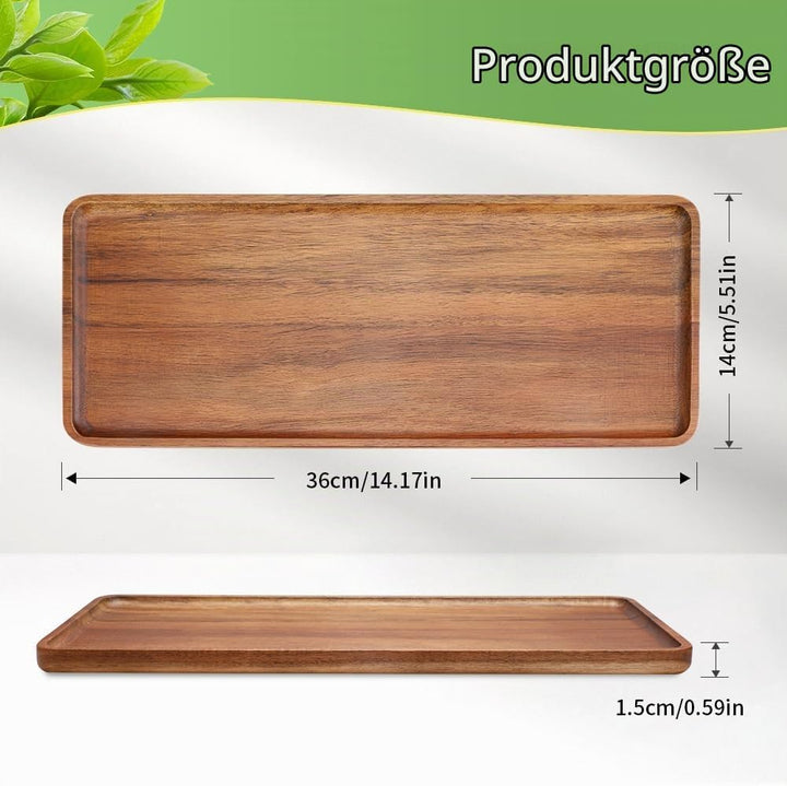 Holztablett Deko Tablett Holz 3 Stück - Serviertablett aus Akazienholz 36x14 cm - Holz Tablett Dekot