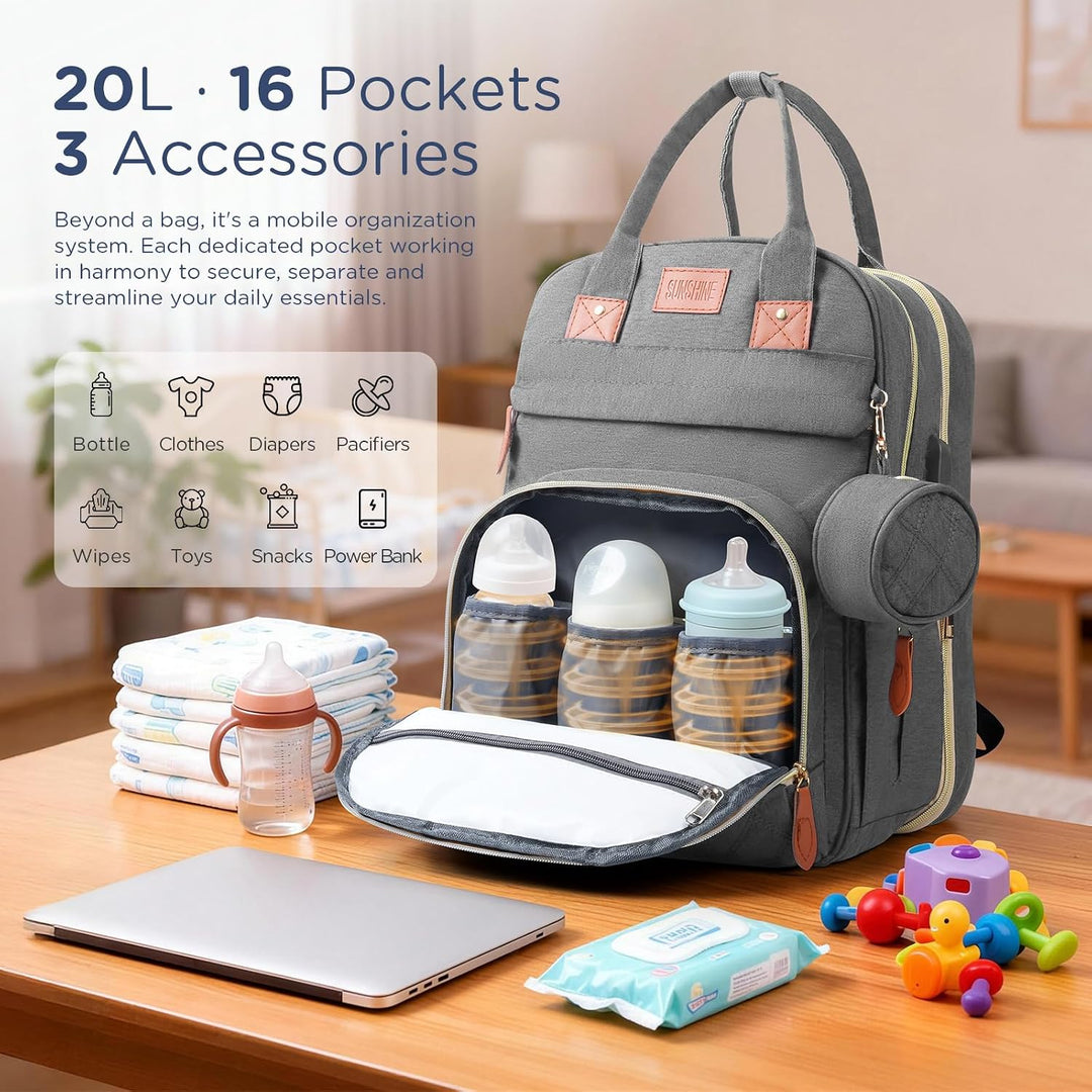 Wickelrucksack Rucksack, Baby Wickeltasche mit Ausklappbarer Wickelstation, Multifunktionale Babytas