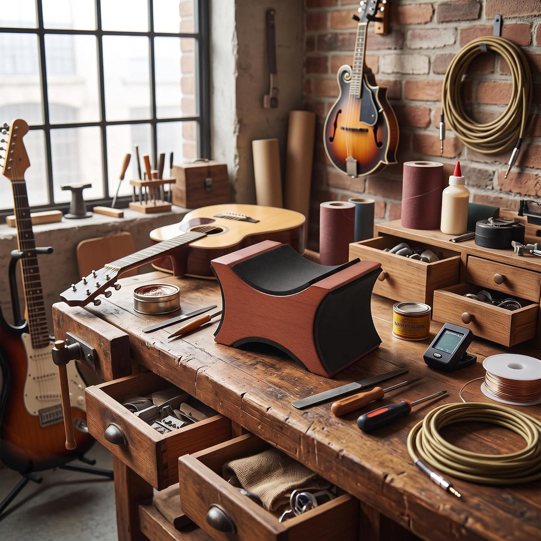 Gitarren Arbeitsmatte Multifunktions Zubehör Set Reinigungswerkzeug Nackenstützkissen Ständer für Sa