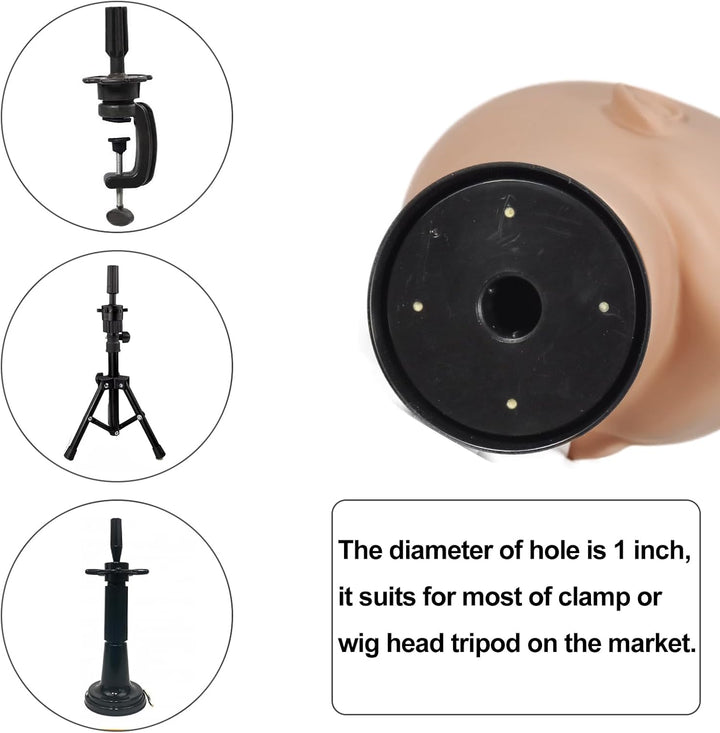 Bald Mannequin Head Cosmetology Manikin Head Training Head Display for Wigs,Mask,Sunglasses,Headphon