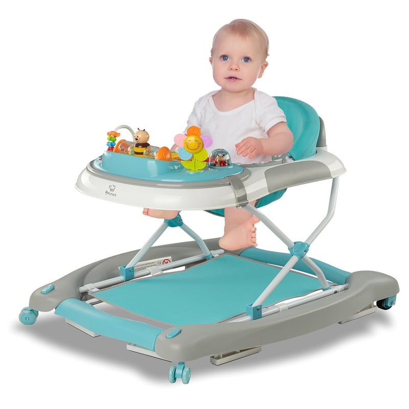 BRONEA® 4-in-1 Gehfrei Babywalker ab 6 Monate | Lauflernwagen Schaukelfunktion und Spielpaneel mit M