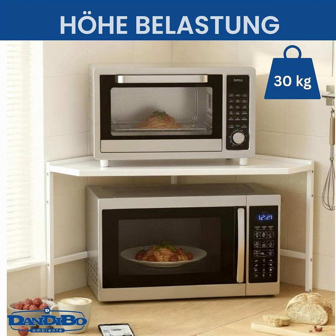 DanDiBo Eckregal Küche Arbeitsplatte Küchenregal 72x72 cm Mikrowellenregal Weiss 2 Stufig 96689 Mikr