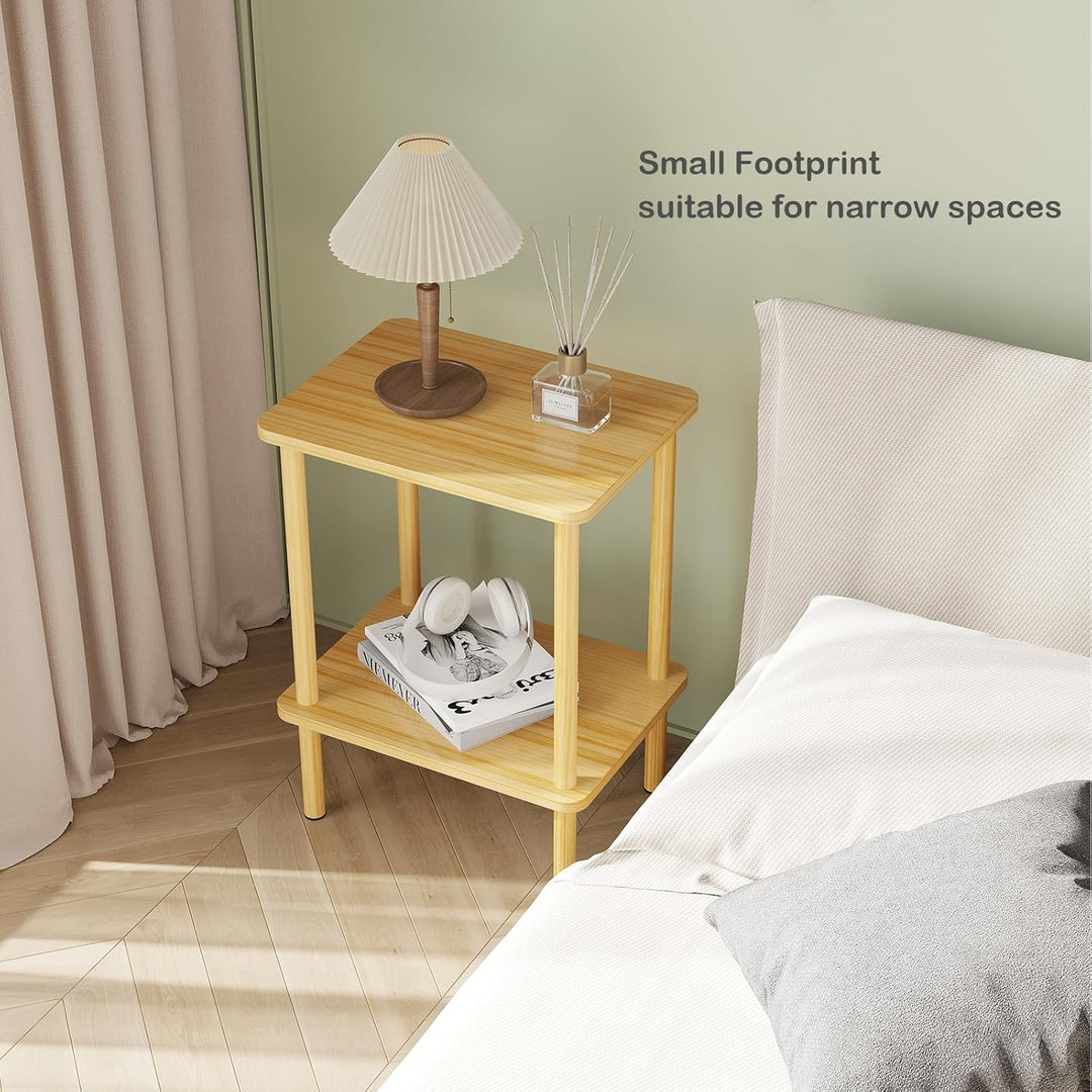APICIZON Beistelltisch Holz, 2 Tier Nachttisch Schmal, 40x30x52cm, Beistelltisch Klein mit Stauraum,