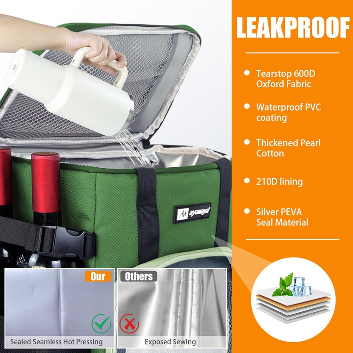 Kühlrucksack 20L Kühltasche Rucksack Gross Faltbar, 24 Dosen Kühl Thermo Rucksack Gross Isolierte Kü
