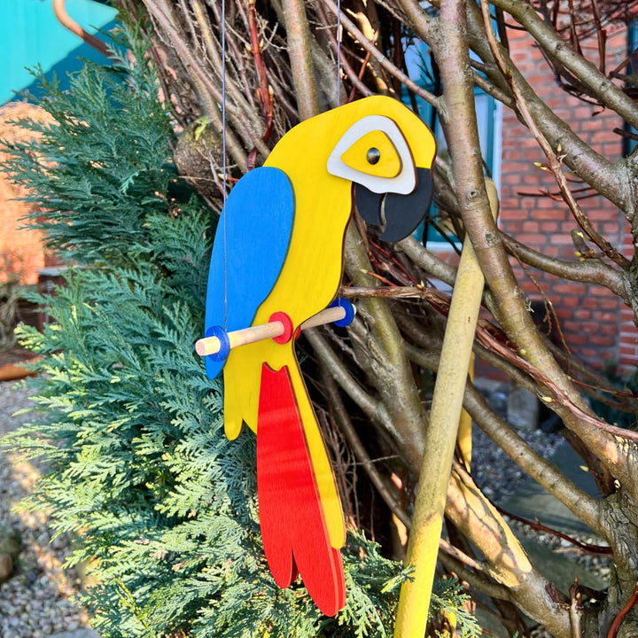Drehpapagei Ara Mobilé Kinderzimmer Deko Drehvogel Holzvogel Papagei