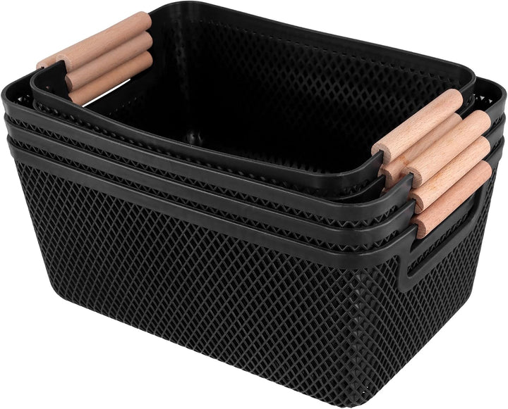 6 Stück Aufbewahrungskorb Set, 26,5 x 18,4 x 12cm und 30,5 x 20,4 x 14,2cm Schwarz Boxen Aufbewahrun