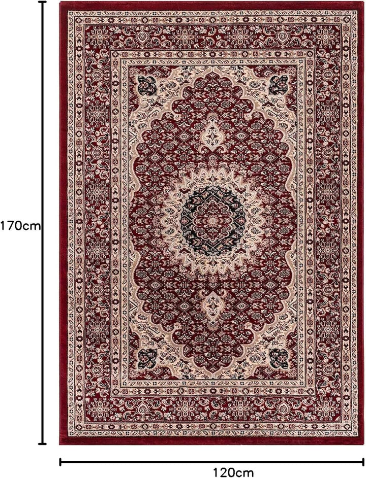 VIMODA Klassisch Orient Teppich dicht gewebt in Dunkel Rot, Masse:120 x 170 cm 120 x 170 cm Rot, 120