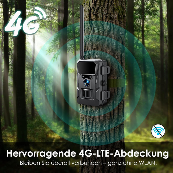 WOLFANG 4G LTE Cellular Wildlife Camera, Connect Nationwide 4G LTE, 2K 48MP Cellular Trail Camera wi