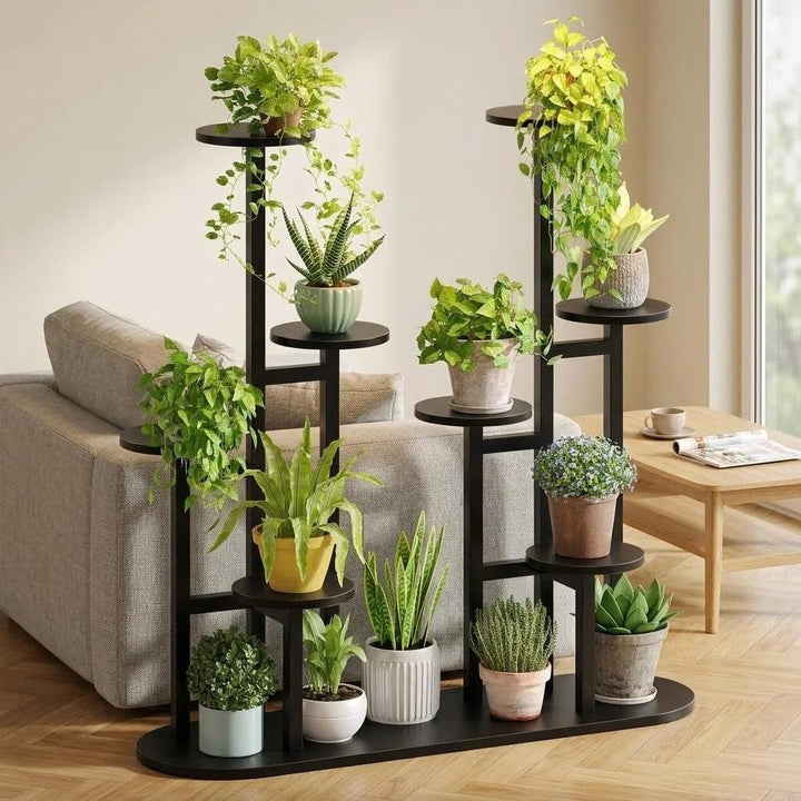 MIN WIN 100 cm Pflanzenständer Metall mit 8 Ebenen Pflanzenregal Blumenständer drinnen draussen Plat