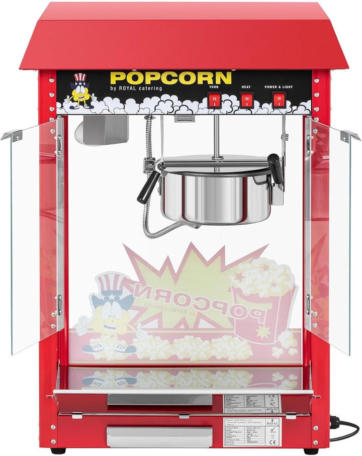 Royal Catering Popcornmaschine Popcornmaker RCPR-16E (1.600 W, Arbeitsleistung 5 kg/h 16 L/h, Topfdu