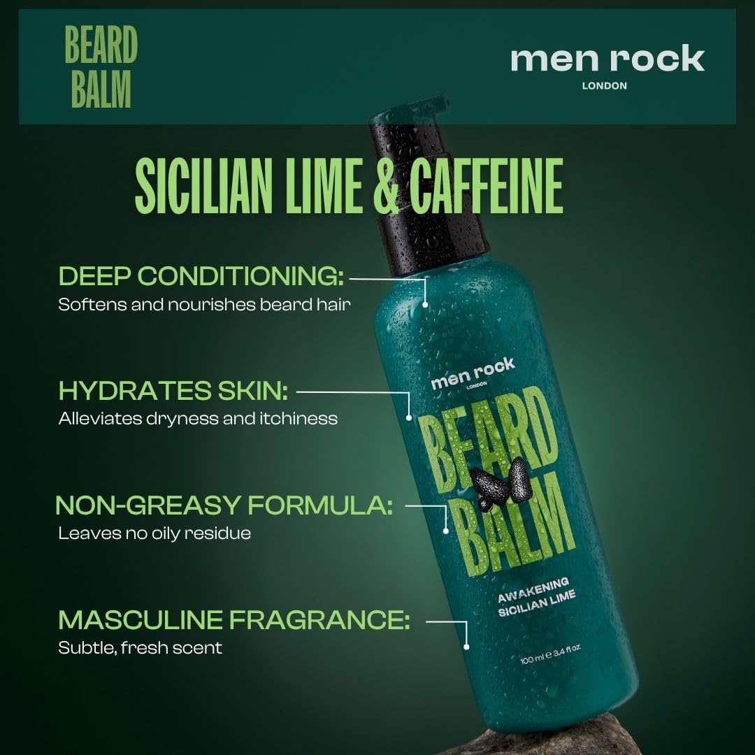 Men Rock Beardy Beloved Bartpflegeset Sicilian Lime, 3-tlg. - Enthält Waschung, Balsam, Öl für frisc