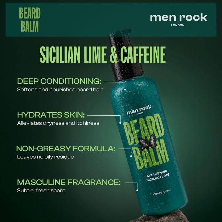Men Rock Beardy Beloved Bartpflegeset Sicilian Lime, 3-tlg. - Enthält Waschung, Balsam, Öl für frisc