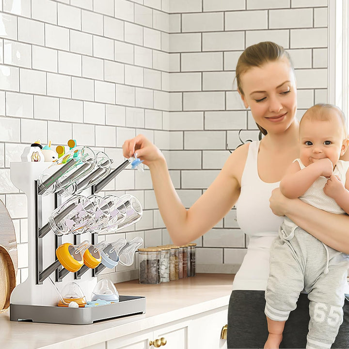 GoMaihe Trockenständer Babyflaschenr Abtropfgestell: vertikaler Flaschentrockner Halter – platzspare