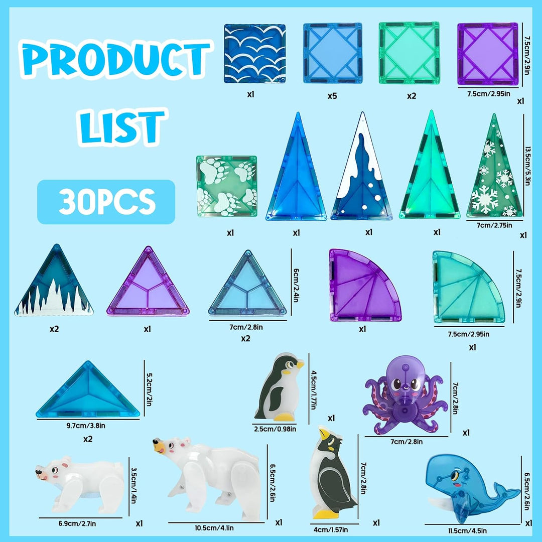 Magnetische Bausteine Set, 30 Stück Tier Magnet Tiles, Magnet Spiel, Dekoration für Zuhause Büro (Oz
