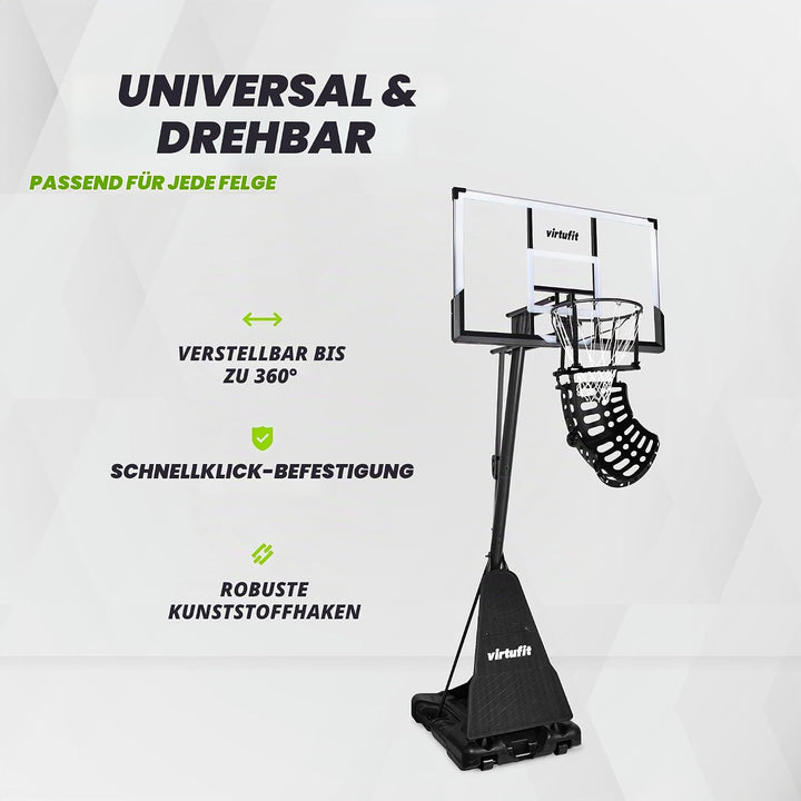 VirtuFit Basketball Return System – Basketball Rückholnetz &amp; Rebound Trainer für Indoor &amp; Outdoor Tr