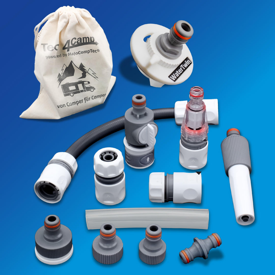MaJoCompTec® CONNECT-30 Wohnmobil Wasser Tank Set| Caravan Einfüllstutzen Tankdeckel Zubehör (Anschl