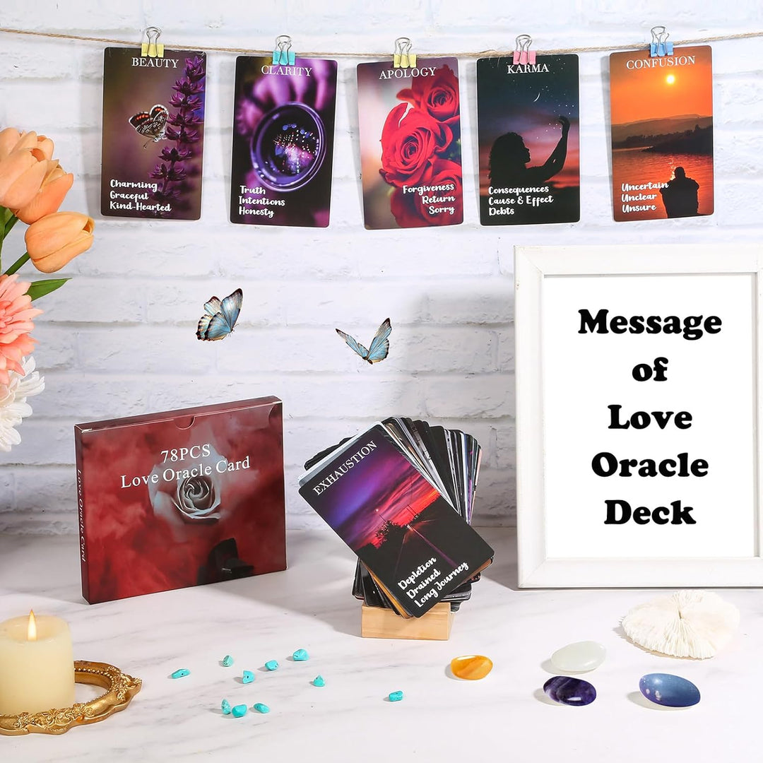 Fofeadm Oracle Cards, 78 PCS Love Oracle Tarotkarten Deck mit Bedeutung auf ihnen, Love Orakel-Karte