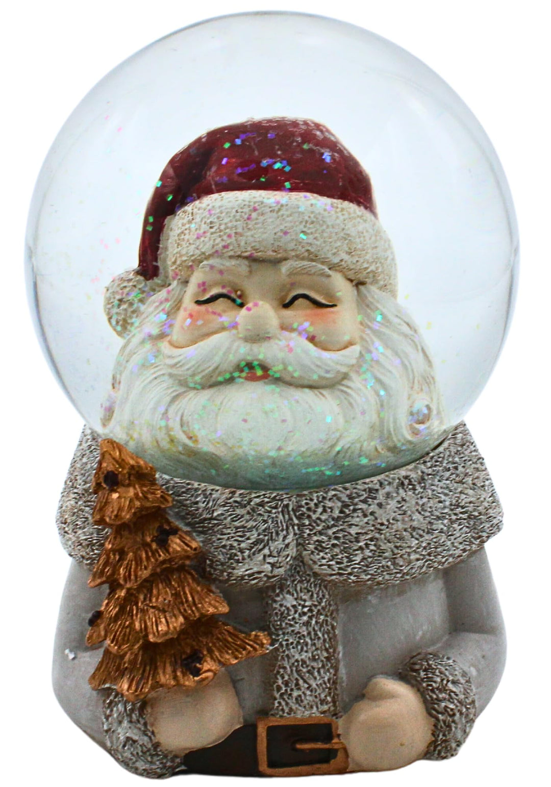 Dekohelden24 XL Hochwertige Glitterkugel - Schneekugel Schüttelkugel Weihnachtsmann mit Tannenbaum,