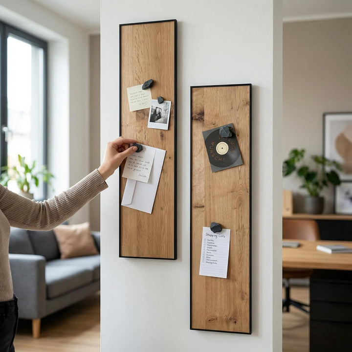 Magnettafel Echt Holz Eiche (Magnetwand+Kreidetafel+Pinnwand+Memoboard) verschiedene Grössen 20x80cm