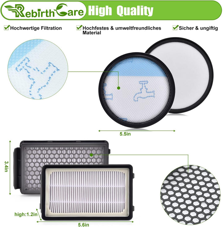 Rebirthcare 3 Pack HEPA Filterset für Rowenta Compact Power Cyclonic Force Beutelloser Staubsauger F