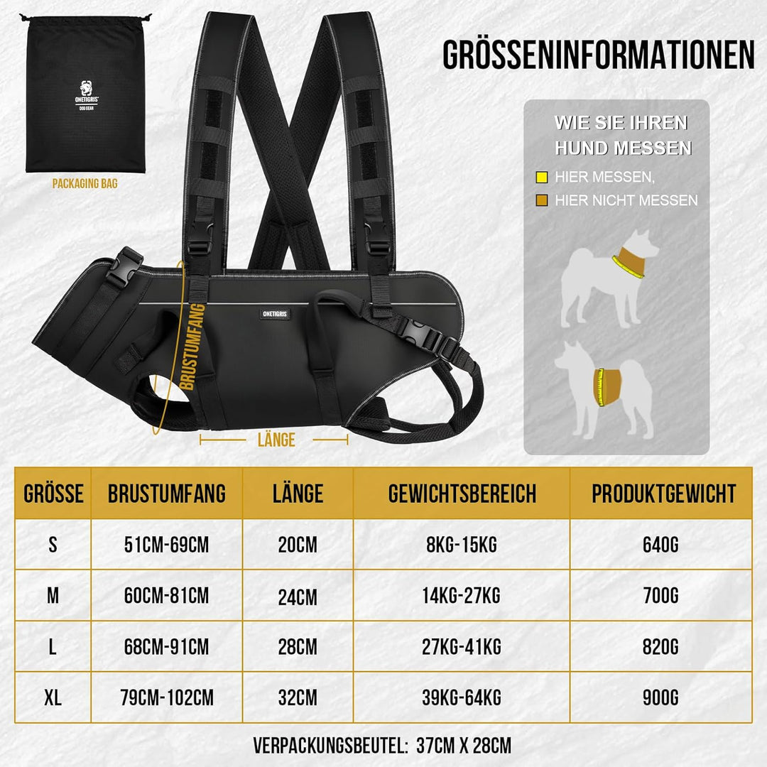 OneTigris Tragegeschirr für Hunde, Support Ridge Outdoor Hundetragehilfe für Wanderungen, Notfälle &