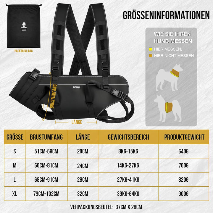 OneTigris Tragegeschirr für Hunde, Support Ridge Outdoor Hundetragehilfe für Wanderungen, Notfälle &