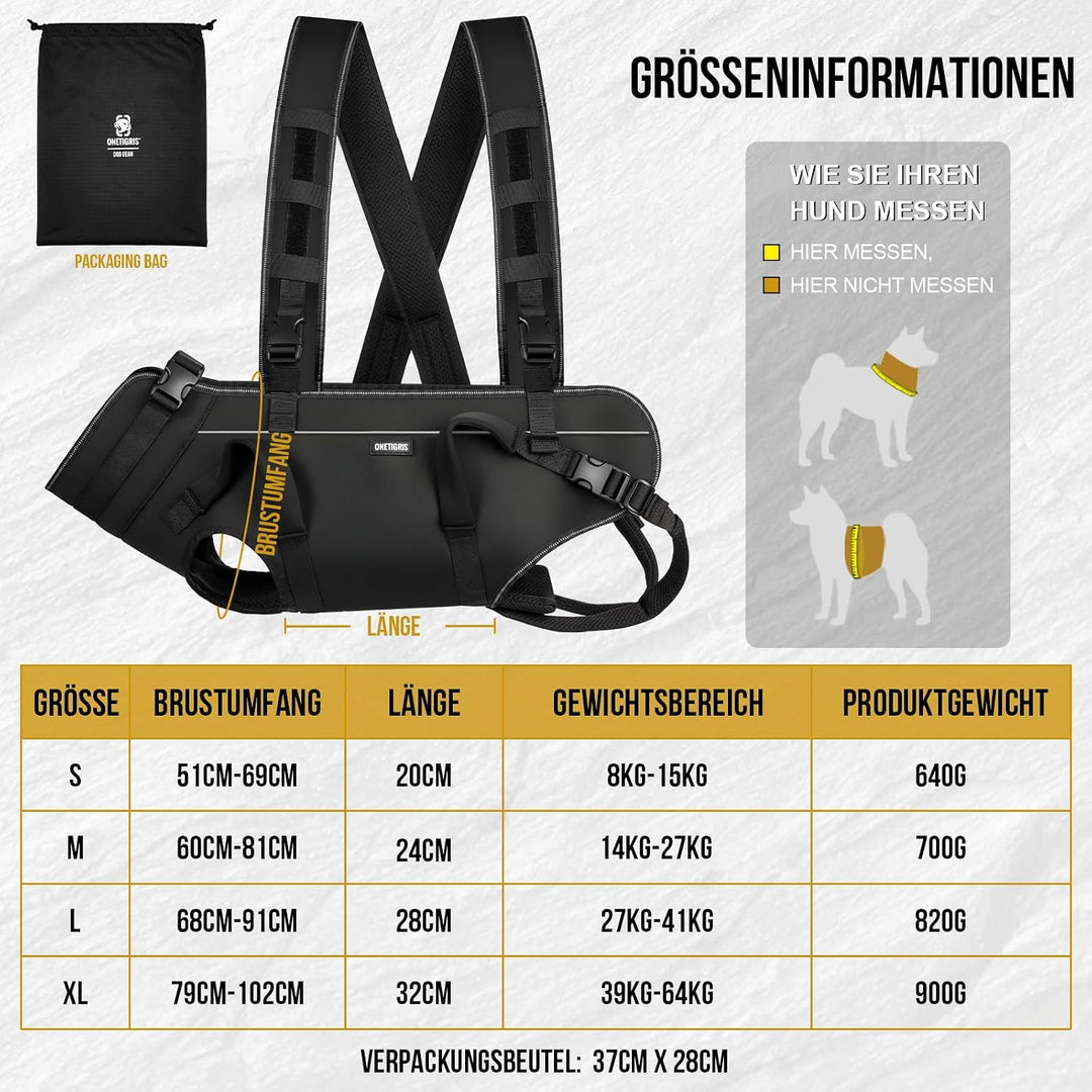 OneTigris Tragegeschirr für Hunde, Support Ridge Outdoor Hundetragehilfe für Wanderungen, Notfälle &amp;