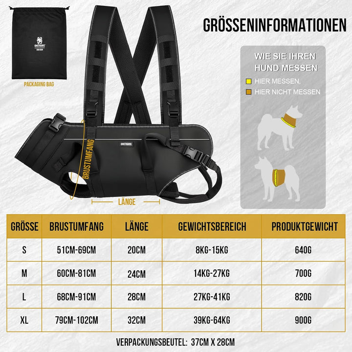OneTigris Tragegeschirr für Hunde, Support Ridge Outdoor Hundetragehilfe für Wanderungen, Notfälle &amp;