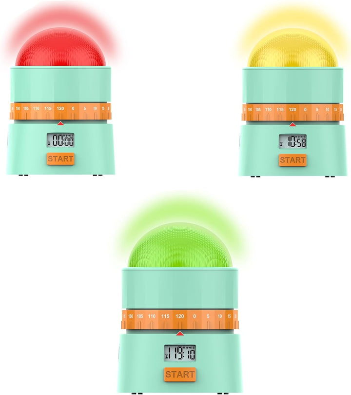 Miraval Lernzeit Timer mit Ampelsystem, Digitaler Lerntimer 0-120 Minuten, Mint-Grün, LCD Display, A