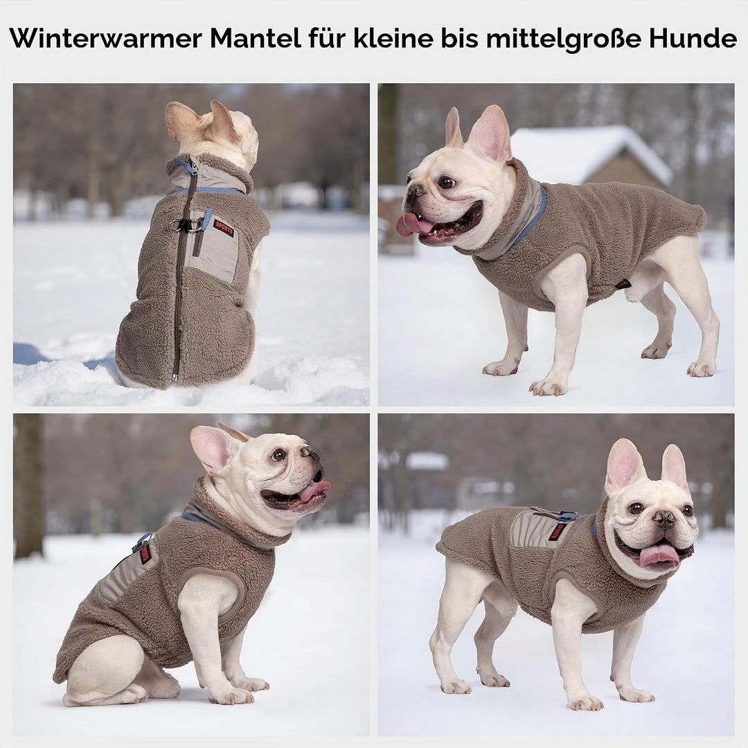 FEimaX Warme Hundemantel Winddichte Haustier Winter Fleece Hundejacke Winterweste mit D-Ring Hundekl