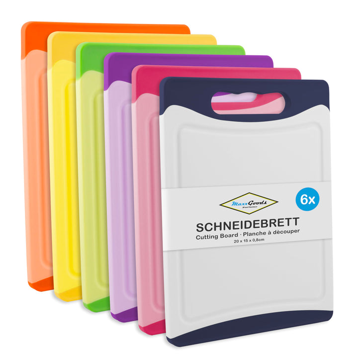 MaxxGoods Kunststoff Schneidebrett Set 6-TLG. - 20,0 x 15,0 cm - antibakteriell - spülmaschinenfest
