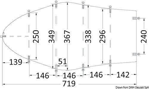 Osculati Persenning, universal 550/610 x 240 cm grau 300D