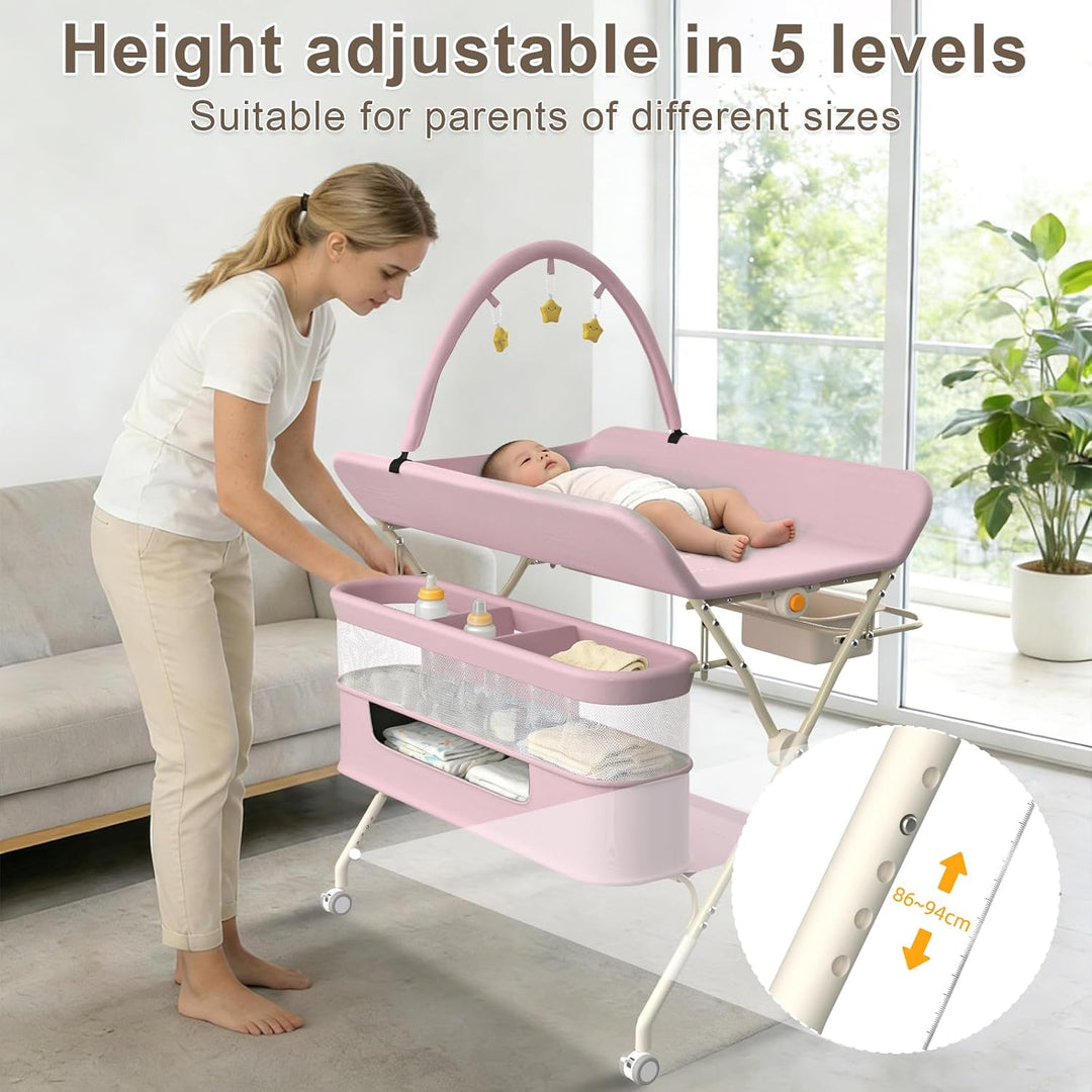 Kedia Baby Wickeltisch, Multifunktions-Wickelkommode, Babypflegetisch, Mobiler Wickeltisch mit Ablag