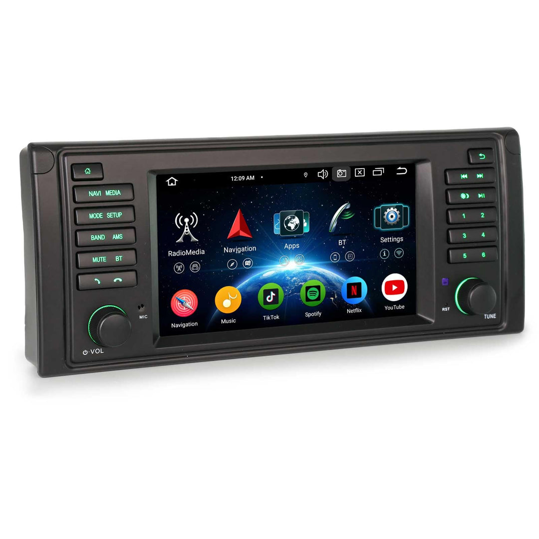 Erisin 8-Kern 4GB+64GB Android 14 Autoradio Bluetooth für BMW 5 Series 5er E39 M5 7 Zoll GPS Navi IP