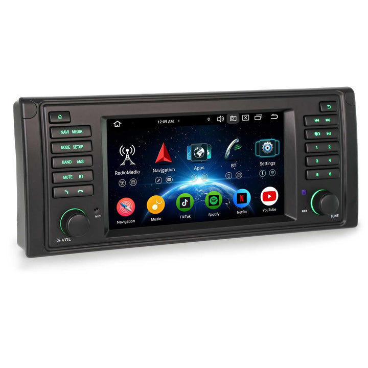 Erisin 8-Kern 4GB+64GB Android 14 Autoradio Bluetooth für BMW 5 Series 5er E39 M5 7 Zoll GPS Navi IP
