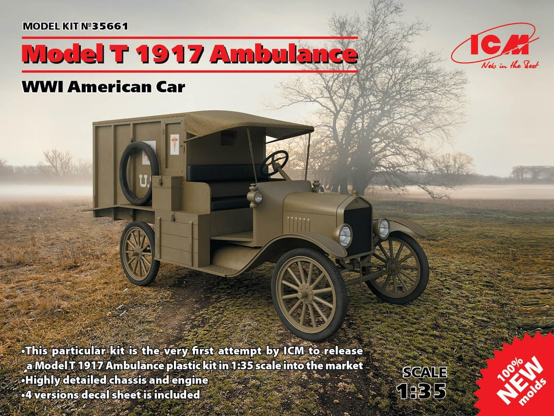 ICM ICM35661 - 1:35-Modell T 1917 Krankenwagen, WWI Amerikanisches Auto, Mittel