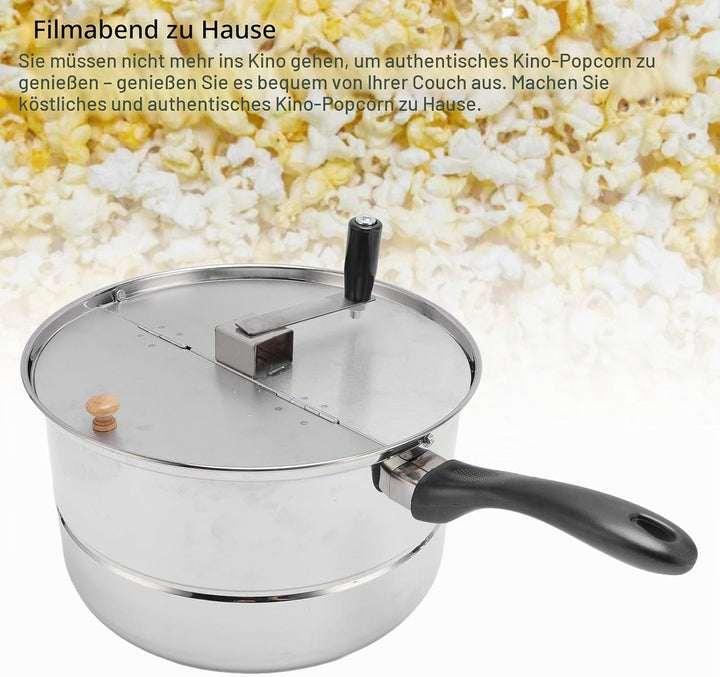 Stoppetop Popcorn Popper, Edelstahl -Popcorn -Hersteller mit Handkurbel, Popcorn -Topf für Gasherd -