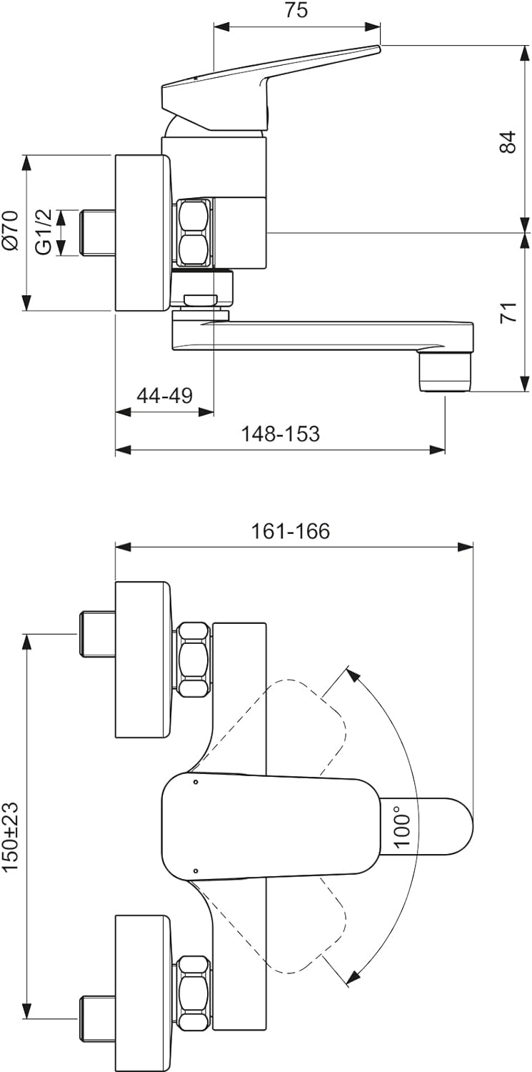 Ideal Standard BD241AA Ceraplan Wand-Waschtischarmatur Aufputz Aufputz Wandmodel, Aufputz Wandmodel