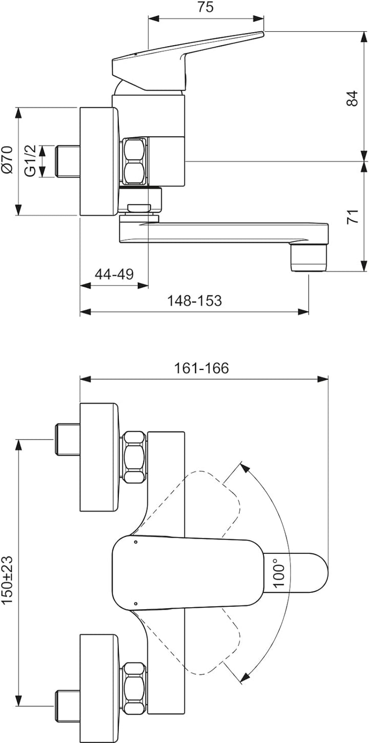 Ideal Standard BD241AA Ceraplan Wand-Waschtischarmatur Aufputz Aufputz Wandmodel, Aufputz Wandmodel