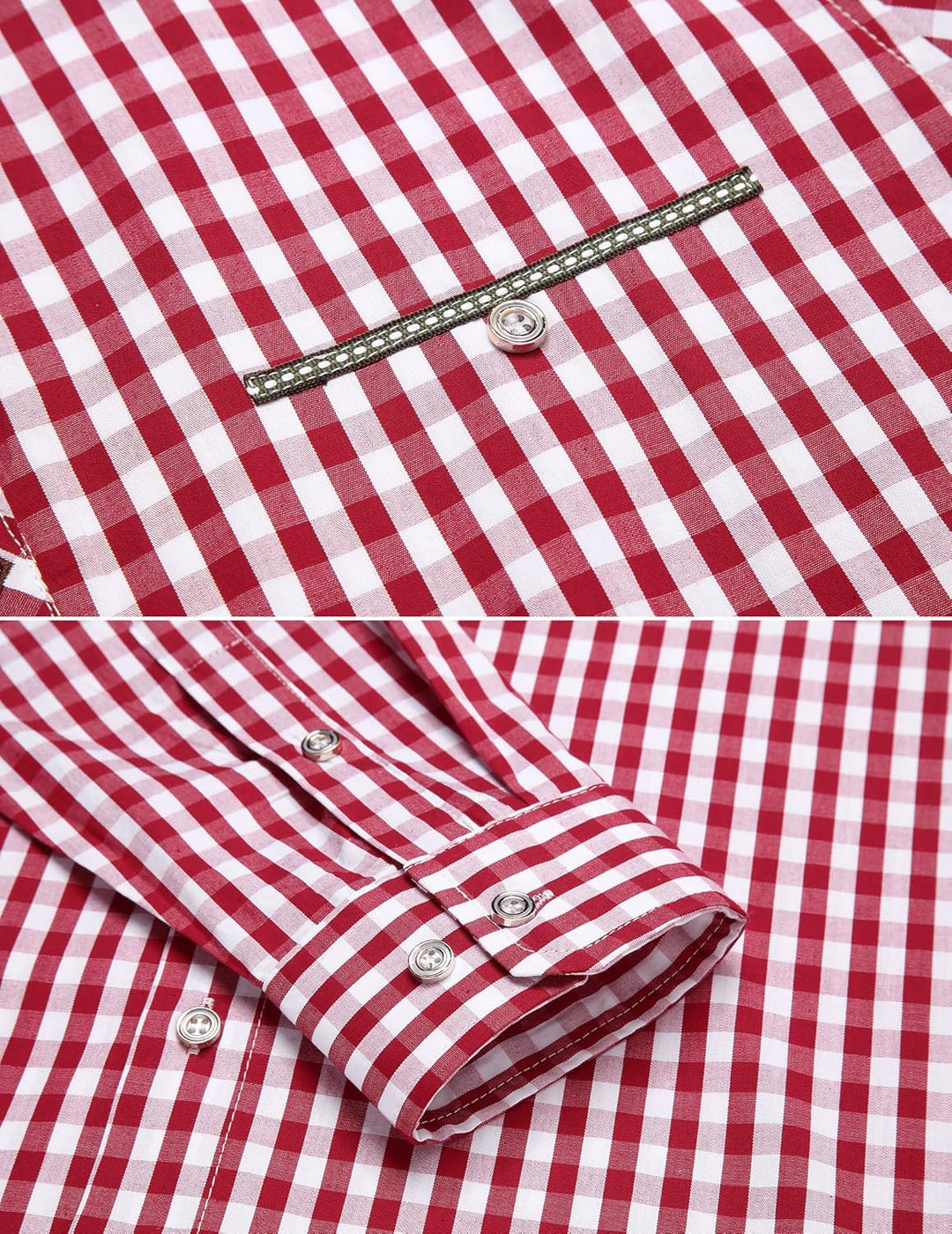COOFANDY Hemd Herren Langarm Trachtenhemd Oktoberfest Kariertes Hemd Freizeithemd Karohemden Herrenh