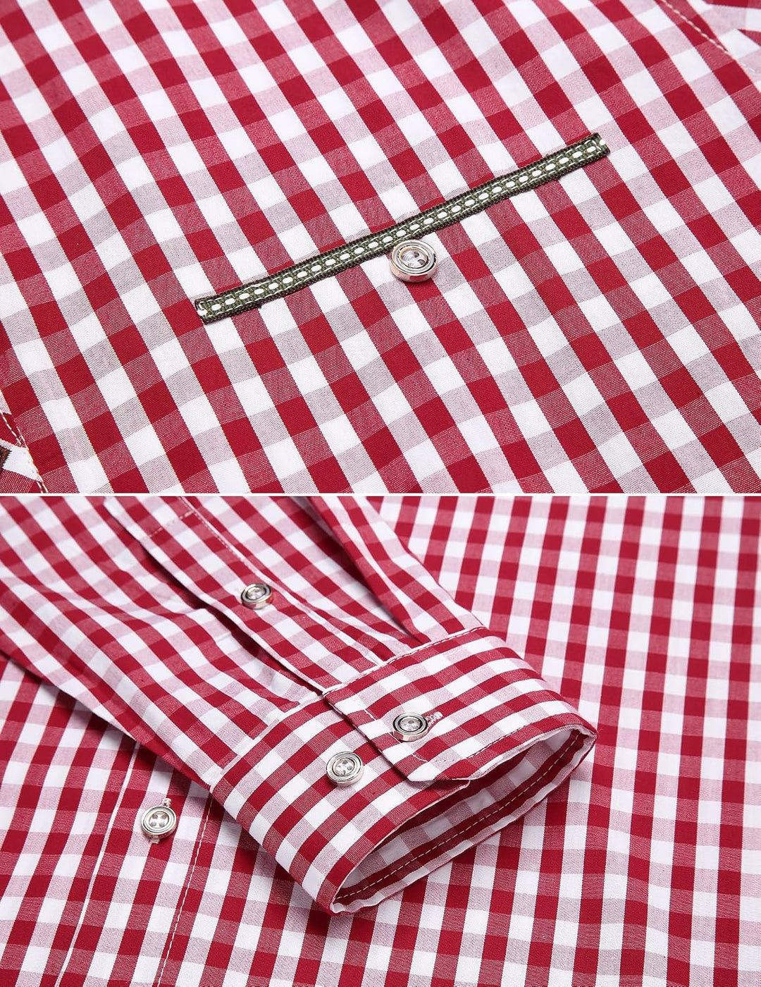 COOFANDY Hemd Herren Langarm Trachtenhemd Oktoberfest Kariertes Hemd Freizeithemd Karohemden Herrenh