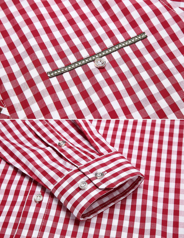 COOFANDY Hemd Herren Langarm Trachtenhemd Oktoberfest Kariertes Hemd Freizeithemd Karohemden Herrenh